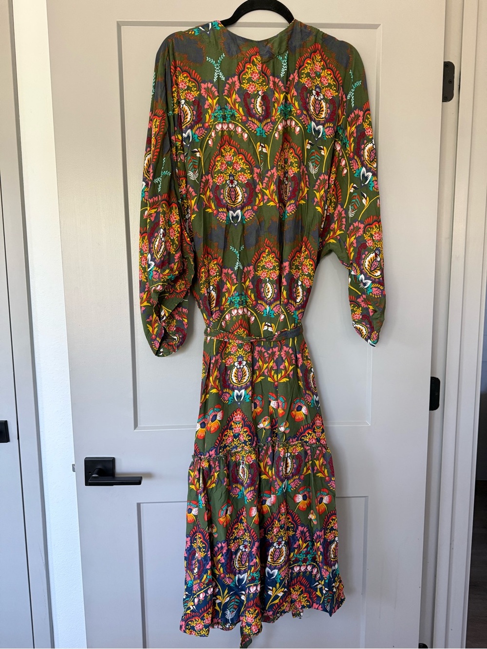 Anthropologie Emmanuelle Maxi Tiered Boho Robe with Multicolor Blooms Size M/L - Picture 4 of 13